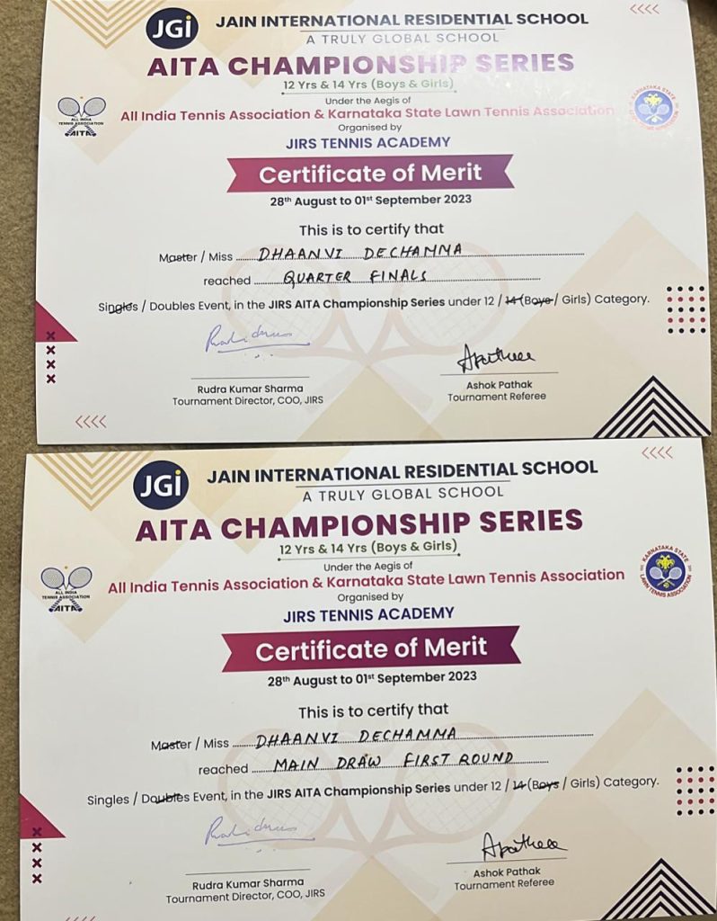 AITA CS7 Dhaanvi Certificate