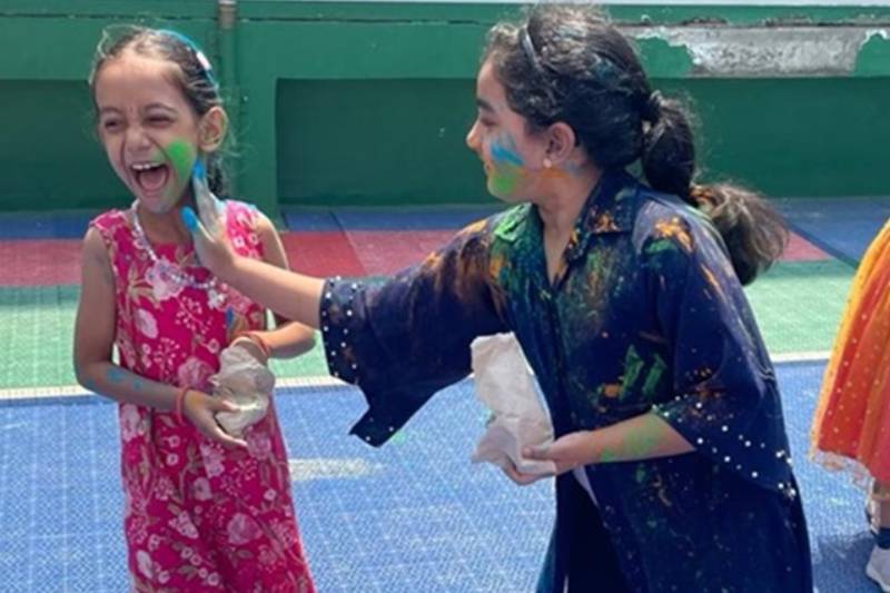 Holi celebration at Secondary division