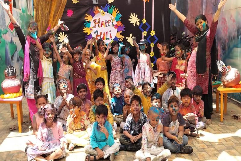 Holi celebration at Pre Primary division