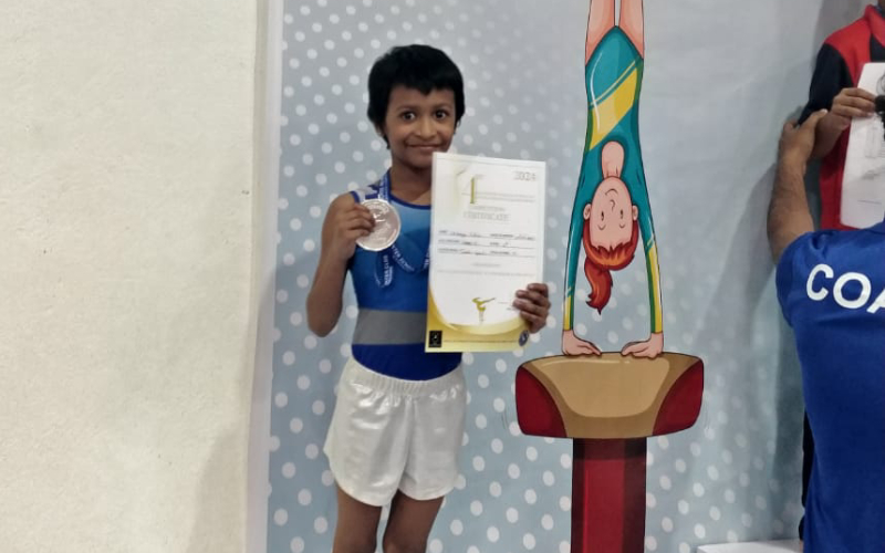 Akshaya Yedire of Grade IC secured the 2nd place, Silver medal in Gymnastics Under - 8 Category in Inter club Competition