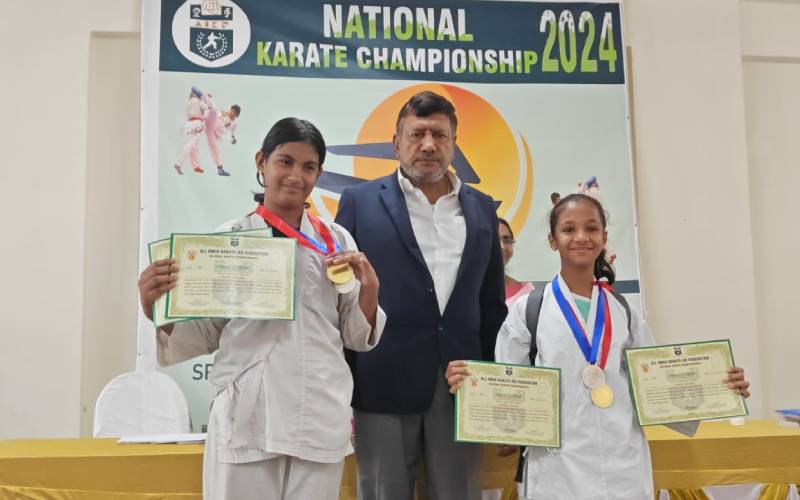 Anusha of Grade 6C and Paridhi Patwary of Grade 3B, participated in the All India Karate-Do Federation Championship and bagged a Gold Medal