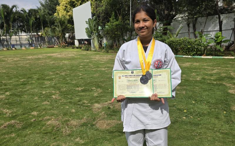  Harini Sathisha from 8B, who excelled at the All India Karate-Do Federation held on November 17, 2024.