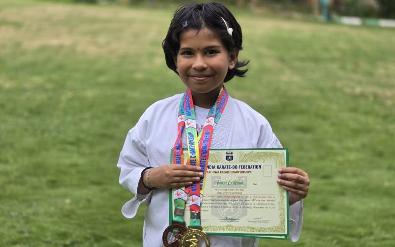 Hima Stuthi Sathisha of 3B has made us proud by winning two prestigious medals at the All India Karate-Do Federation