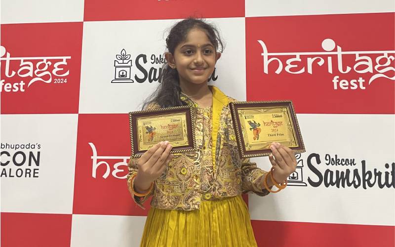  Sai Inchara of Grade V A achieved remarkable success at the Heritage Fest 2024 organized by ISKCON, Bangalore.