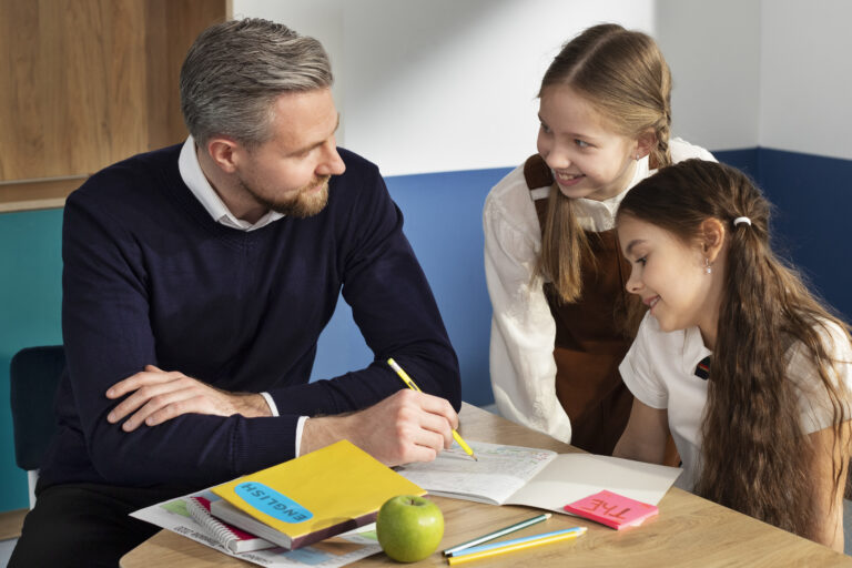 teacher-holding-english-class