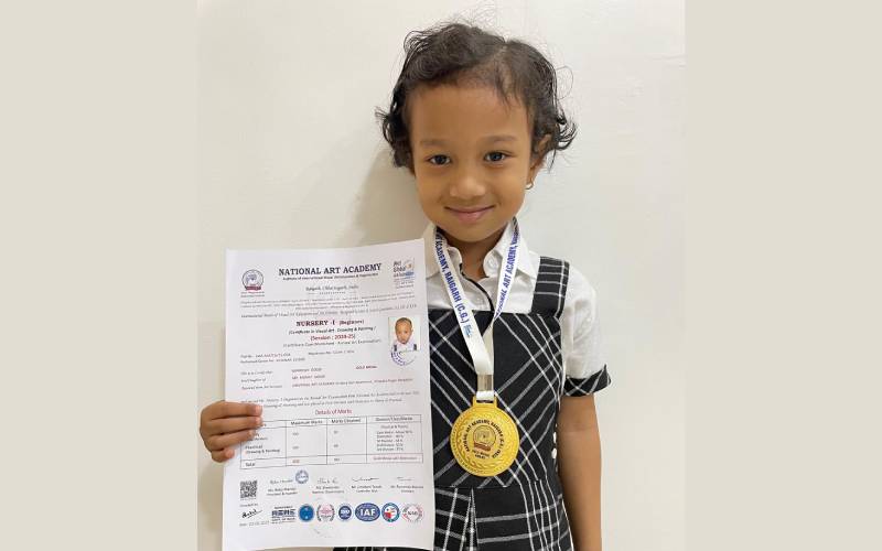 Mayanshi Gogoi Achieves Gold Medal with Distinction in Annual Art Exam